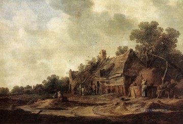 Cabañas campesinas con paisajes de pozo de barrido Jan van Goyen Pinturas al óleo